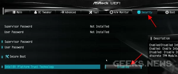 Як увімкнути TPM 2.0 на платах для процесорів Intel