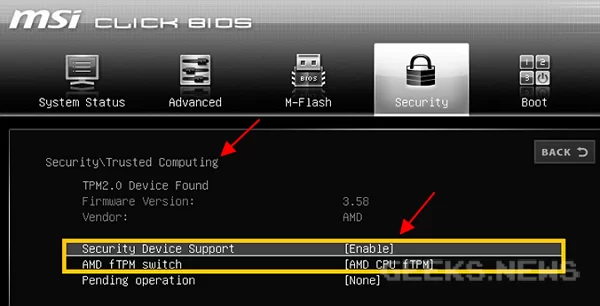 Як увімкнути TPM 2.0 на платах для AMD