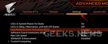 Як увімкнути TPM 2.0 на платах GIGABYTE та AORUS для процесорів Intel