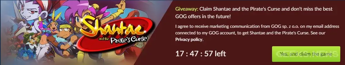 Як отримати Shantae and the Pirate's Curse безкоштовно в GOG