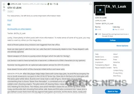 Доповнення до витоку даних про майбутню GTA VI