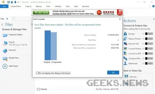 WinZip - умовно безкоштовний аналог WinRAR