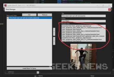 Програма SPIDER-MAN PC MODDING TOOL яка дозволяє модифікувати файли гри