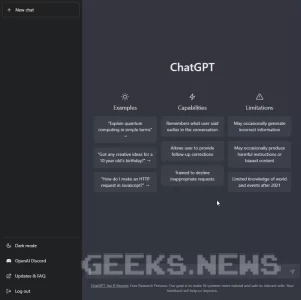 Інтерфейс Chat GPT