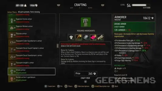 Як створити набір предметів Школи Ведмедя в гру Відьмак 3