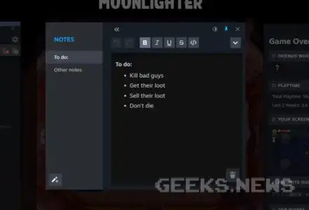 В Steam планують додати функціонал нотаток
